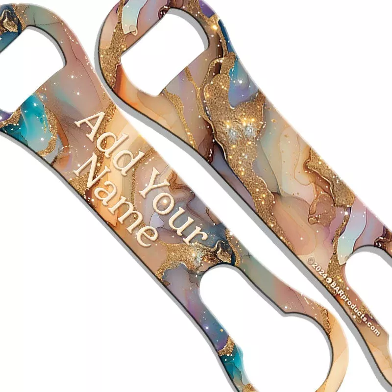 “ADD YOUR NAME” V-Rod Bottle Opener – Beige Marble