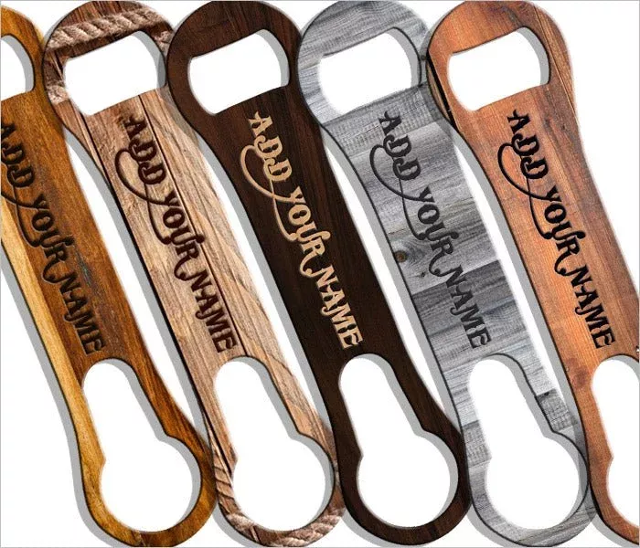 “ADD YOUR NAME” V-Rod Bottle Opener – Wood