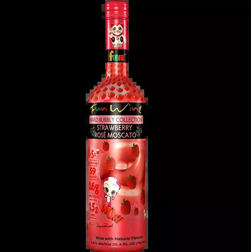 Fun Wine Hard Bubbly Rose Strawberry Moscato 330ml