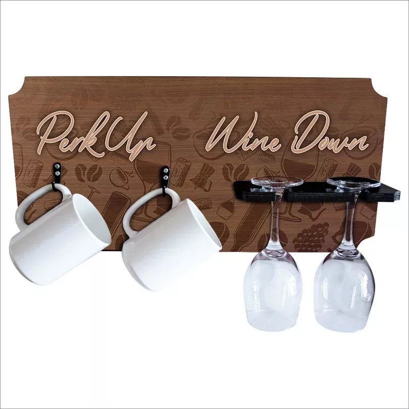 “Perk Up Wine Down” Coffee Mug and Wine Glass Holder